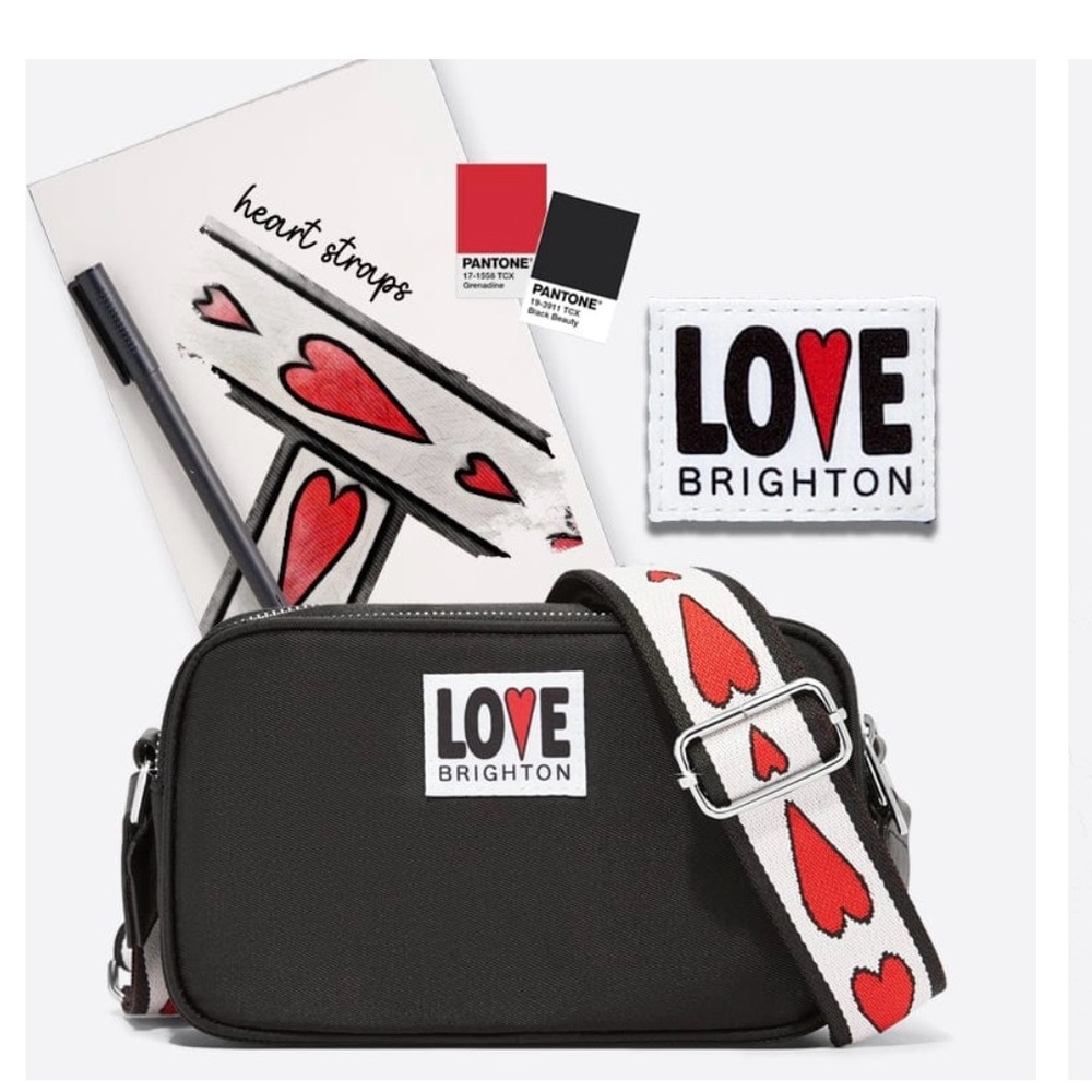 Brighton Black and Red Crossbody Bag with Heart Design. New with tags